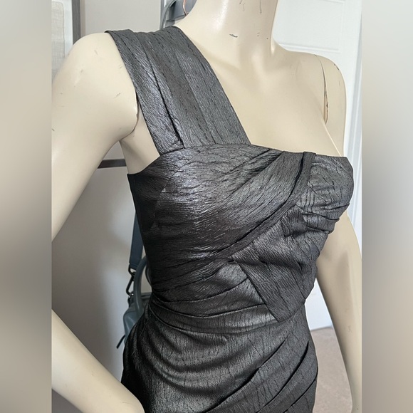 NWT Reiss Silver Gunmetal One Shoulder Mini Dress - Picture 6 of 8